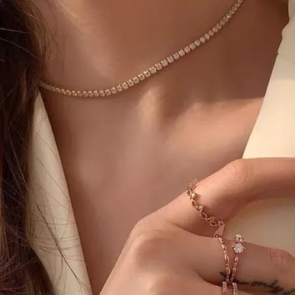 18K Gold plated choker necklace, nice Necklace, cute Necklace - Picture 2 of 7